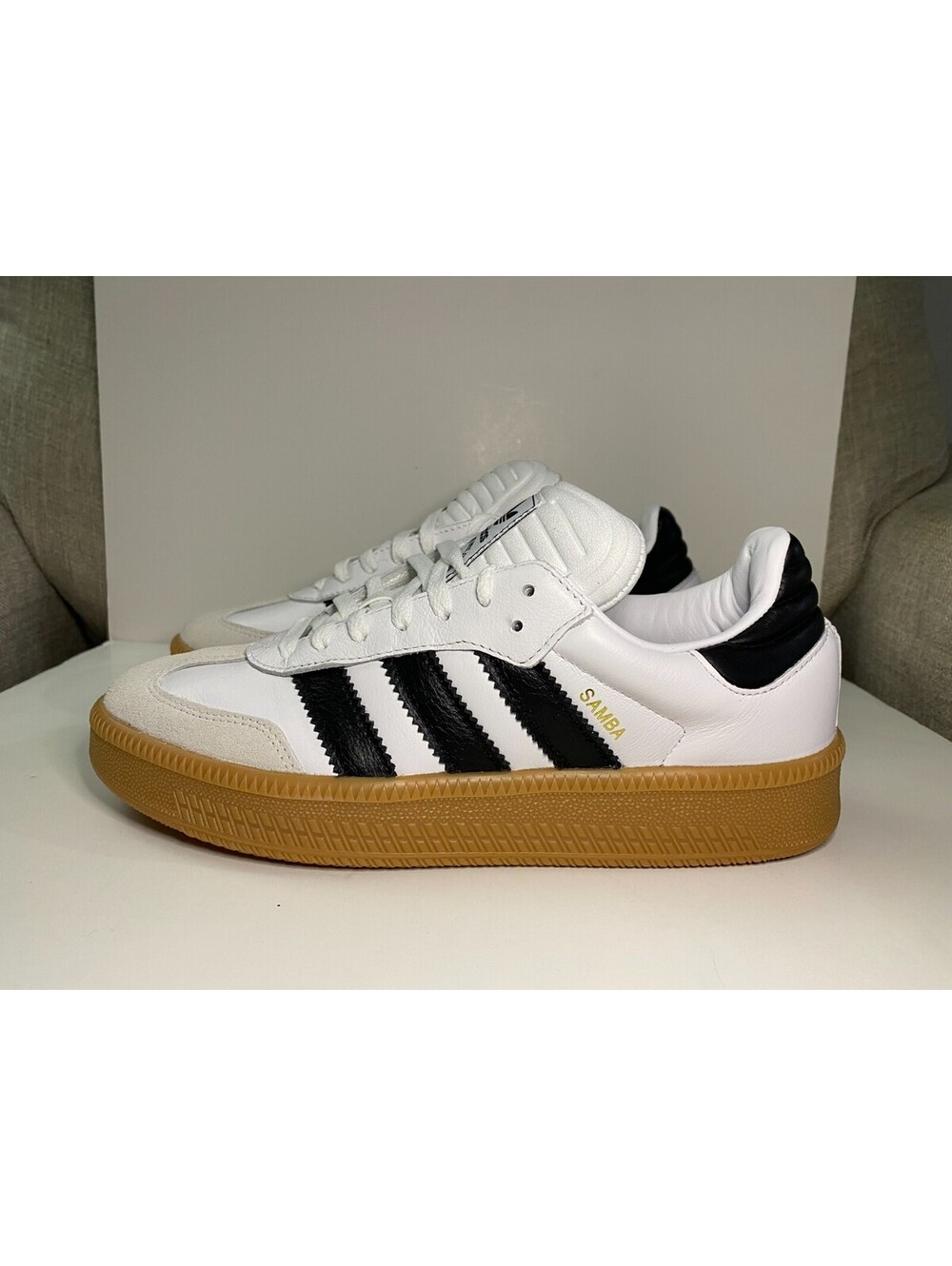 Adidas Samba XLG IE1377 Men's Sneakers 8.5 White Black Leather Athletic Shoes